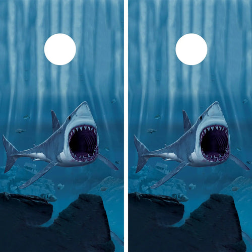 KT Cornhole - Shark Bite laminated Cornhole Vinyl Wraps / Sticker KT Cornhole Wraps and Boards