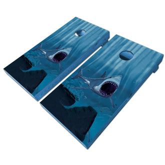 KT Cornhole - Shark Bite laminated Cornhole Vinyl Wraps / Sticker KT Cornhole Wraps and Boards