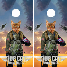 Load image into Gallery viewer, KT Cornhole - Top Cat Meowverick laminated Cornhole Vinyl Wraps / Sticker KT Cornhole Wraps and Boards
