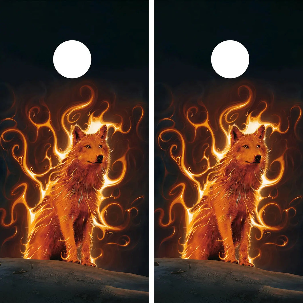 KT Cornhole - Wolf Phoenix laminated Cornhole Vinyl Wraps / Sticker KT Cornhole Wraps and Boards