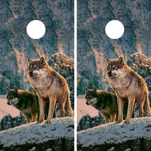 Load image into Gallery viewer, KT Cornhole - Wolf couple in Sunset laminated Cornhole Vinyl Wraps / Sticker KT Cornhole Wraps and Boards
