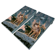 Load image into Gallery viewer, KT Cornhole - Wolf couple in Sunset laminated Cornhole Vinyl Wraps / Sticker KT Cornhole Wraps and Boards
