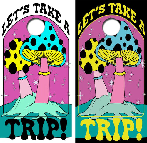 Let's Take A Trip Cornhole Wrap Decal with Free Laminate Included Ripper Graphics