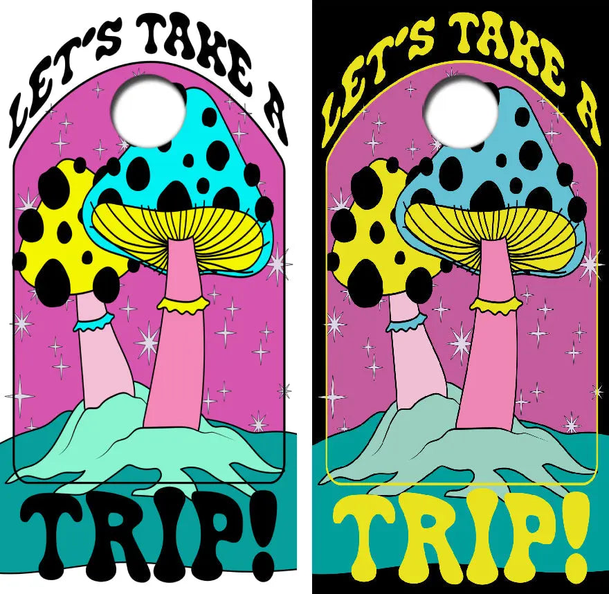 Let's Take A Trip Cornhole Wrap Decal with Free Laminate Included Ripper Graphics