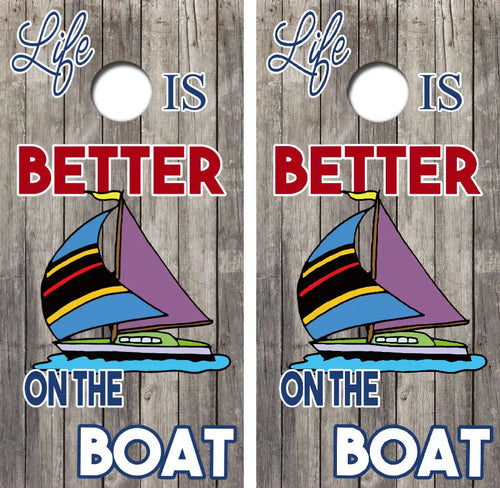 Life Is Better On The Boat Cornhole Wrap Decal with Free Laminate Included Ripper Graphics