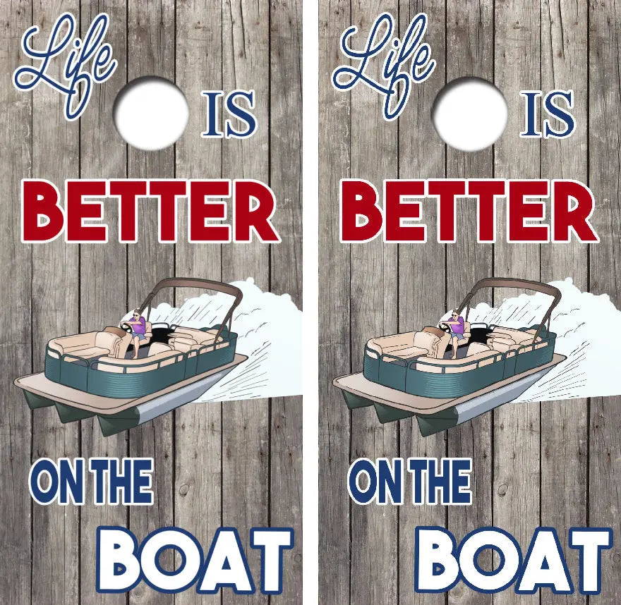 Life Is Better On The Boat Cornhole Wrap Decal with Free Laminate Included Ripper Graphics