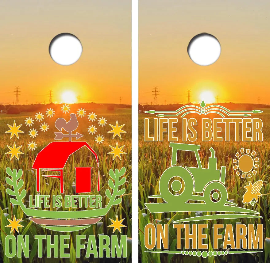 Life Is Better On The Farm Cornhole Wrap Decal with Free Laminate Included Ripper Graphics