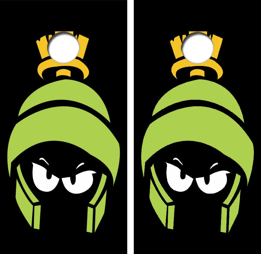 Marvin The Martian Face Cornhole Wrap Decal with Free Laminate Included Ripper Graphics