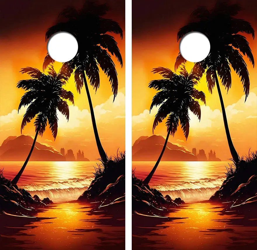 Moon Lit Cove Cornhole Wood Board Skin Wrap Ripper Graphics