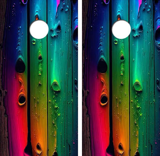 Multi Color Wood Planks Cornhole Wood Board Skin Wrap Ripper Graphics