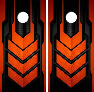 Orange Black Honeycomb Cornhole Wood Board Skin Wrap Ripper Graphics