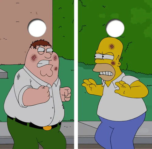 Peter Griffin vs Homer Simpson Cornhole Wrap Decal with Free Laminate Included Ripper Graphics
