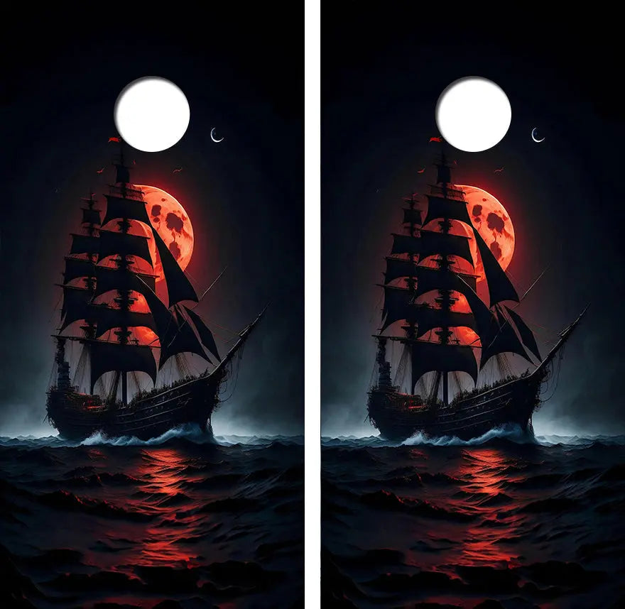Pirate Ship Cornhole Wood Board Skin Wrap Ripper Graphics