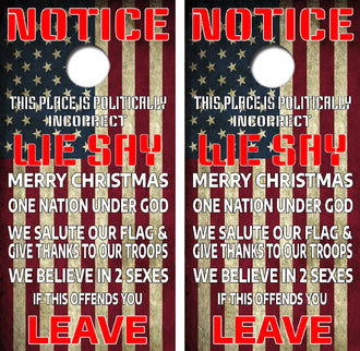 Politically Incorrect Cornhole Wood Board Skin Wrap Ripper Graphics