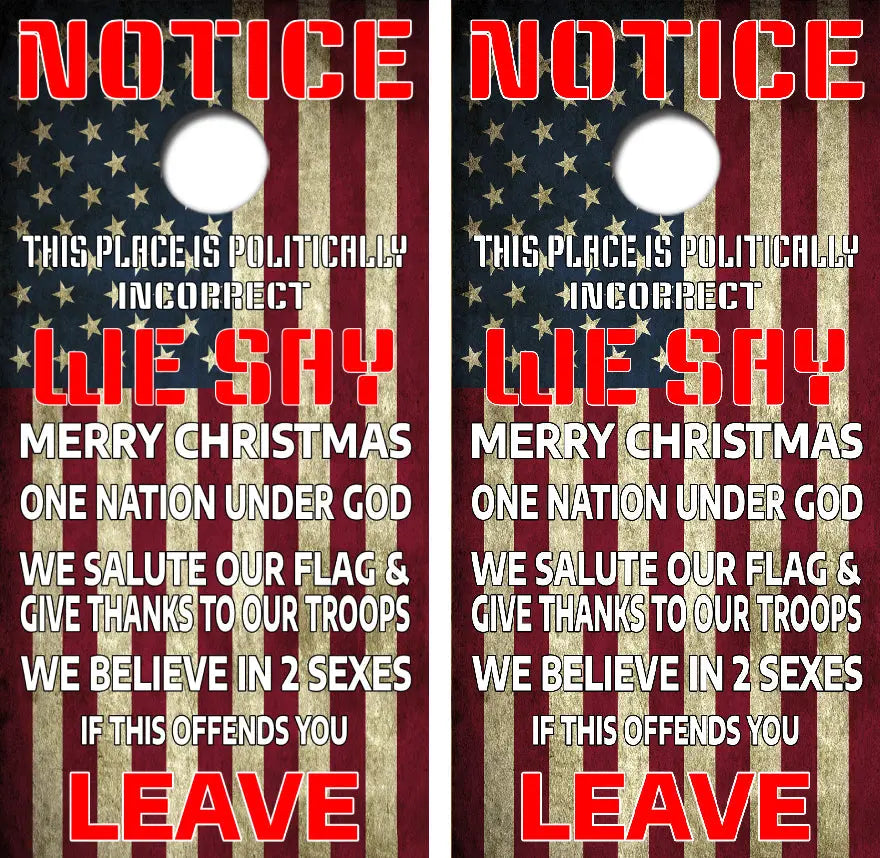 Politically Incorrect Cornhole Wood Board Skin Wrap Ripper Graphics