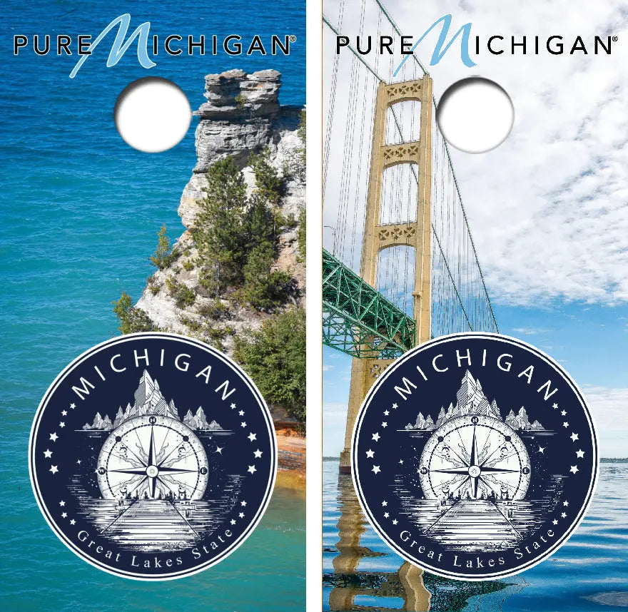 Pure Michigan Themed Cornhole Wrap Decal with Free Laminate Included Ripper Graphics