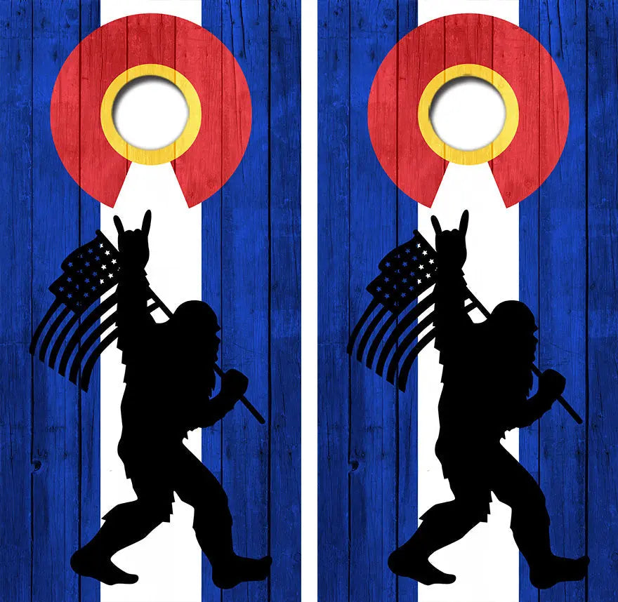 Sasquatch Colorado Flag Cornhole Wrap Decal with Free Laminate Included Ripper Graphics