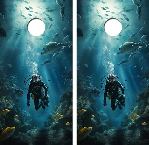 Scuba Diving Cornhole Wood Board Skin Wrap Ripper Graphics