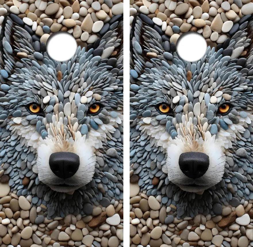 Stone Wolf Face Cornhole Board Skin Wraps FREE LAMINATE Ripper Graphics