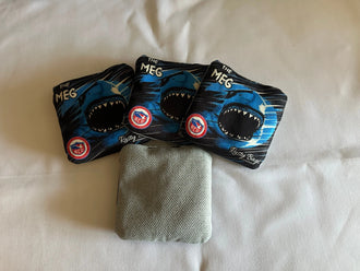 THE MEG - Blue Moon - Grey Carpet - Pro Cornhole Bags KT Cornhole Wraps and Boards