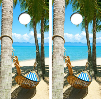 Tropical Beach Hammock Cornhole Wrap Decal with Free Laminate Included Ripper Graphics