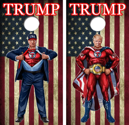 Trump / Superman Trump Cornhole Wood Board Skin Wrap Ripper Graphics
