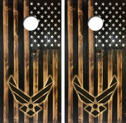 US Air Force Rustic Flag Cornhole Wrap Decal with Free Laminate Included Ripper Graphics