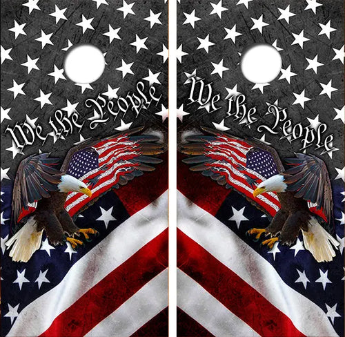 We the People Cornhole Wrap Decal with Free Laminate Included Ripper Graphics
