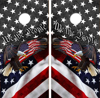 We the People Cornhole Wrap Decal with Free Laminate Included Ripper Graphics