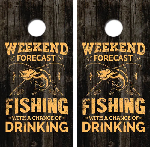 Weekend Forecast Fishing Cornhole Wrap Decal with Free Laminate Included Ripper Graphics