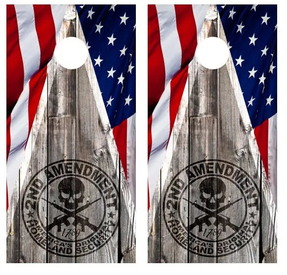 2nd Amendment Barnwood Cornhole Wood Board Skin Wrap Ripper Graphics