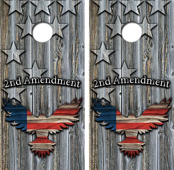 2nd Amendment Cornhole Wood Board Skin Wraps FREE LAMINATE Ripper Graphics