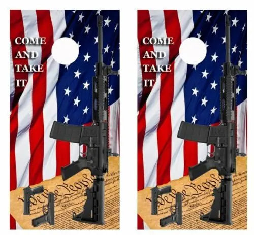 2nd Amendment/Gun Rights Cornhole Wood Board Skin Wraps FREE LAMINA Ripper Graphics
