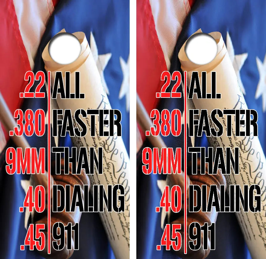 All Faster Than Dialing 911 Cornhole Wrap Decal with Free Laminate Included Ripper Graphics
