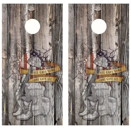 All Gave Some, Some Gave All Barnwood Cornhole Wood Board Skin Wr Ripper Graphics