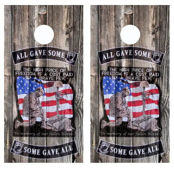 All Gave Some, Some Gave All Barnwood Cornhole Wood Board Skin Wrap Ripper Graphics