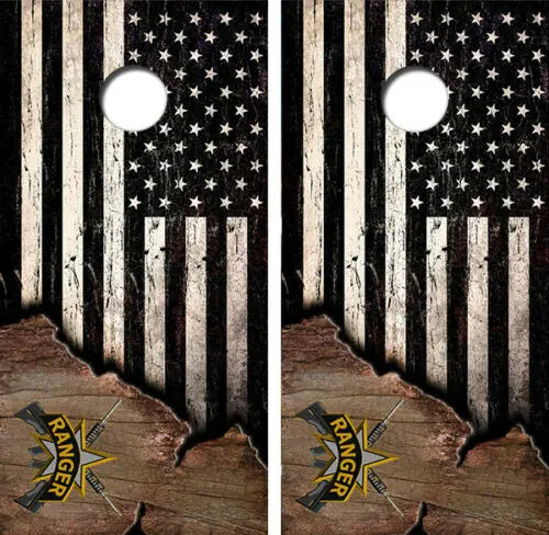 Ameircan Flag U.S. Rangers Cornhole Wood Board Skin Wrap Ripper Graphics