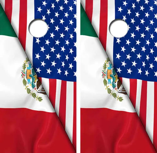 American / Mexican Flag Cornhole Wood Board Skin Wraps FREE L Ripper Graphics