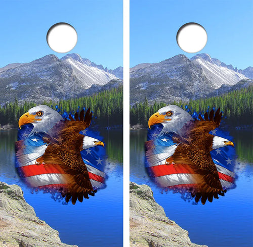 American Eagle Mountain Style Cornhole Board Skin Wraps FREE LAMINATE Ripper Graphics