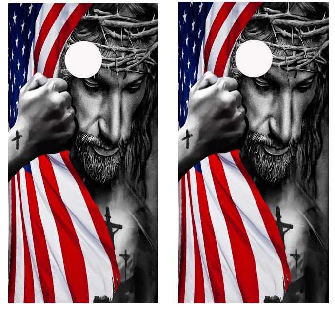 American Flag / Jesus Cornhole Wrap Decal with Free Laminate Included Ripper Graphics