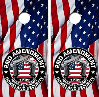 American Flag 2nd Amendment Cornhole Wood Board Skin Wrap Ripper Graphics