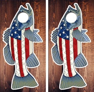 American Flag Bass Cornhole Wrap Decal with Free Laminate Included Ripper Graphics