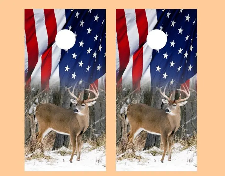 American Flag Deer Cornhole Wood Board Skin Wr Ripper Graphics