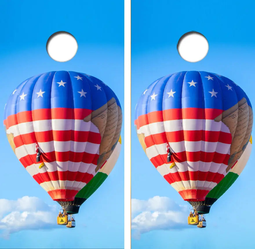 American Flag Hot Air Balloon Cornhole Wrap Decal with Free Laminate Included Ripper Graphics