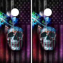 Load image into Gallery viewer, &quot;American Flag Patriotic Skull Cornhole Vinyl Wraps &amp; Cornhole Boards (2 Pack) FH2049 KT Cornhole &quot;
