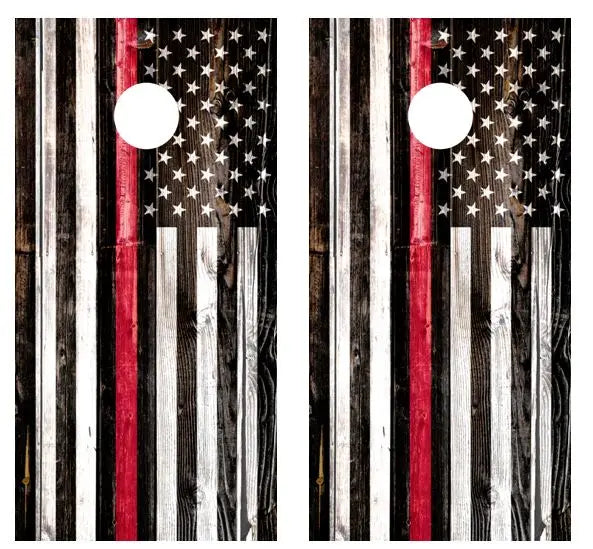 American Flag Red Line Cornhole Board Wraps FREE LAMINATE Ripper Graphics