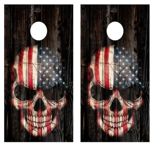 American Flag Skull Barnwood Cornhole Wood Board Skin Wr Ripper Graphics