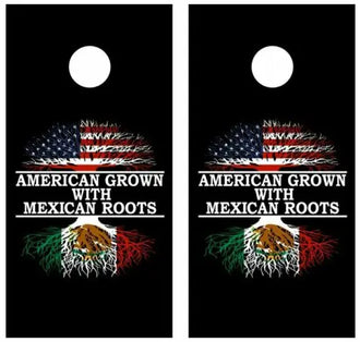 American Grown With Mexican Roots Cornhole Wood Board Skin Wraps Ripper Graphics