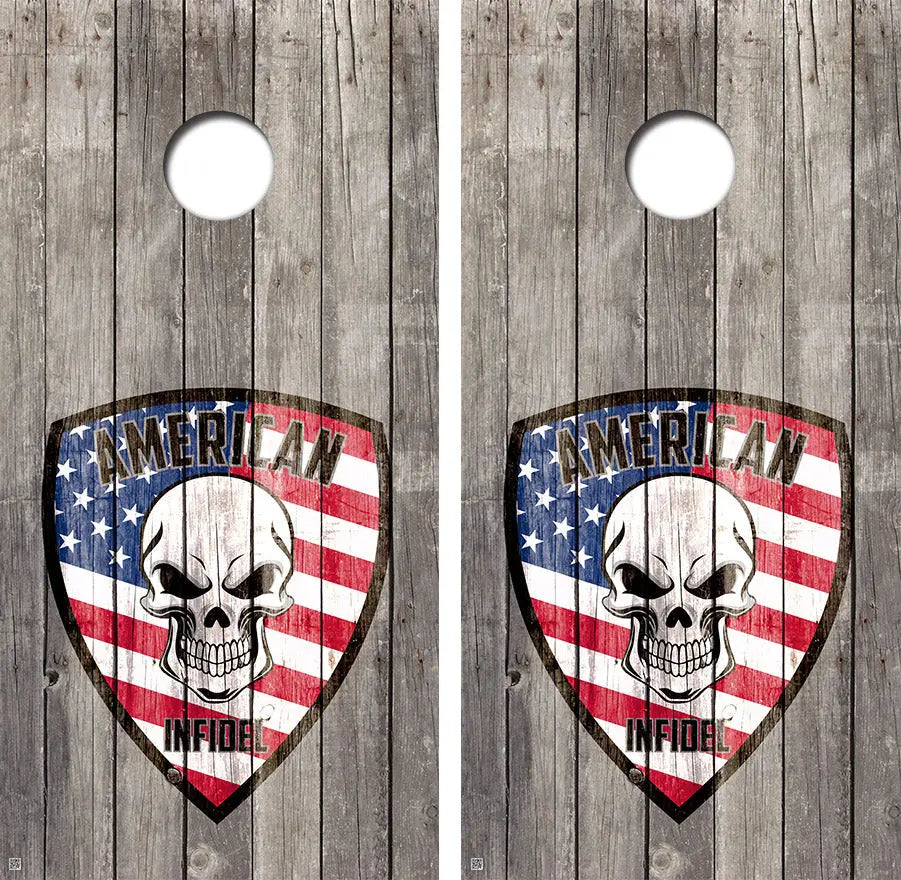 American Infidel Cornhole Board Skin Wraps FREE LAMINATE Ripper Graphics