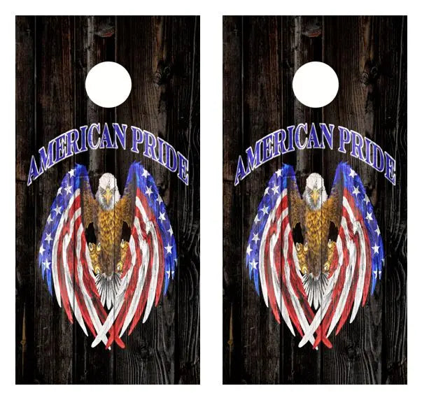 American Pride Eagle Barnwood Cornhole Wood Board Skin Wrap Ripper Graphics